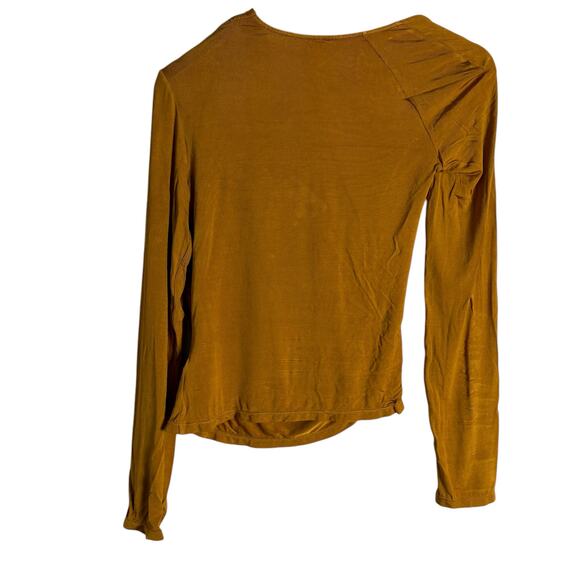 Lapointe Jersey Ruched Mustard Yellow Long Sleeve Asymmetric Top Size 10 - Picture 15 of 15